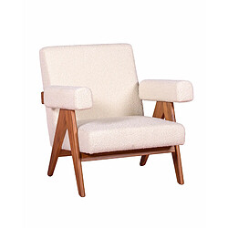 Nest Dream Fauteuil rustique en bois de teck massif et recouvert de bouclé - Compass