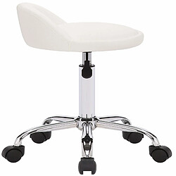 Decoshop26 Tabouret de travail sur roulettes hauteur réglable support en métal assise en synthétique blanc TABO10191