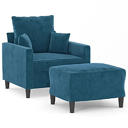 vidaXL Fauteuil avec repose-pied Bleu 60 cm Velours