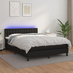 vidaXL Sommier à lattes de lit avec matelas et LED Noir 140x190cm