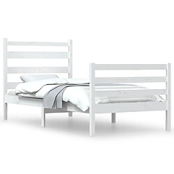 Maison Chic Lit Moderne Chambre - Cadre/structure de lit pour adulte Bois de pin massif 100x200 cm Blanc -MN33115