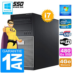 PC Tour DELL 7010 Core I7-2600 Ram 4Go Disque 480 Go SSD Graveur DVD Wifi W7 · Occasion 