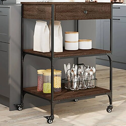 Maison Chic Desserte de cuisine | Chariot de cuisine | Meuble de rangement roulant chêne marron 60x48x89,5 cm bois d'ingénierie -GKD39810