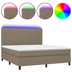 vidaXL Sommier à lattes de lit et matelas et LED Taupe 180x200cm Tissu