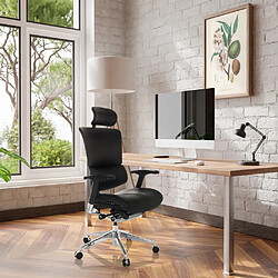 Chaise de bureau / fauteuil de direction ERGO-U2 L assise cuir / dossier cuir noir hjh OFFICE pas cher