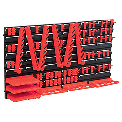 vidaXL Kit de stockage avec panneaux muraux 71 pcs Rouge et noir