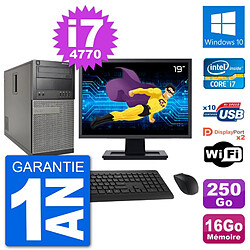 PC Tour Dell 7020 Ecran 19" Intel i7-4770 RAM 16Go Disque 250Go Windows 10 Wifi · Occasion 