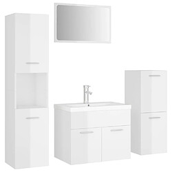 vidaXL Ensemble de meubles de salle de bain Blanc brillant Aggloméré