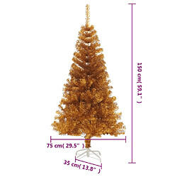 vidaXL Sapin de Noël artificiel avec support Doré 150 cm PET pas cher