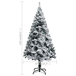 vidaXL Sapin de Noël artificiel avec neige floquée vert 150 cm PVC pas cher