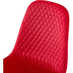 Decoshop26 Lot de 4 chaises de salle à manger coutures décoratives losanges assise en velours rouge pieds métal noir mat 10_0001885 pas cher