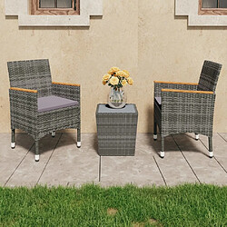 Maison Chic Table de bistro et chaises d'extérieur 3 pcs,Ensemble de bistro de jardin pour relax Résine tressée et verre trempé Gris -GKD710298