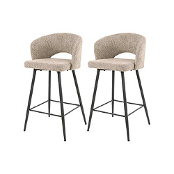 Avis Lisa Design Pattaya - lot de deux tabourets de bar - en tissu bouclette sable