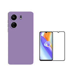 Kit de film en verre trempé de la couverture de 5D + couvercle de silicone liquide Phonecare pour Xiaomi Redmi 13C - Violet