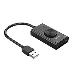 Wewoo Carte Son USB externe USB multi-fonction SC2 sans pilote, avec 2 x ports pour casque et 1 x port pour microphone réglage du volume (Noir)