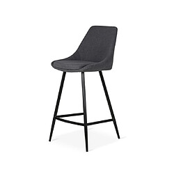 Mes Lot de 2 chaises de bar H67 cm en tissu gris foncé - ORMOY