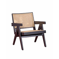 Nest Dream Fauteuil classique avec accoudoirs en bois de teck et rotin naturel - Compass 