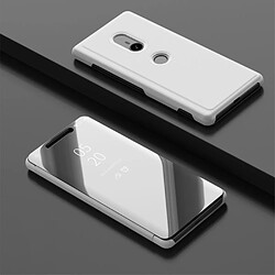 Etui en PU surface miroir avec fenêtre de vue argent pour votre Sony Xperia XZ3 