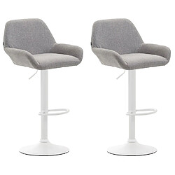 Non Lot de 2 tabourets de bar Braga tissu blanc 