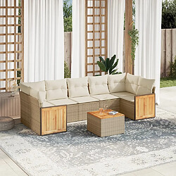 vidaXL Salon de jardin avec coussins 8 pcs beige résine tressée 