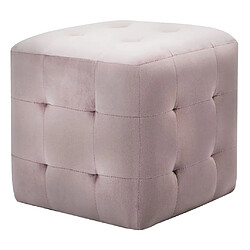 vidaXL Tables de chevet 2 pcs Rose 30x30x30 cm Tissu velours