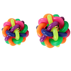 2pcs Balle Jouet à Mâcher Sonore en Caoutchouc avec Clochettes Jeu pour Animaux de Compagnie