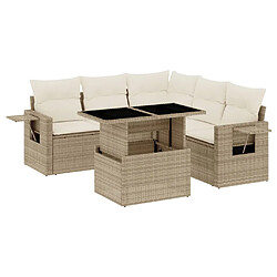 vidaXL Salon de jardin avec coussins 6 pcs beige résine tressée