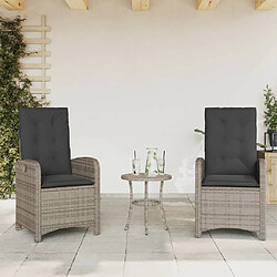 Maison Chic Lot de 2 Chaises inclinables de jardin et coussins | chaises Relax d'extérieur gris rotin -GKD49931