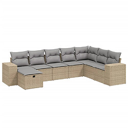 vidaXL Salon de jardin avec coussins 8pcs mélange beige résine tressée