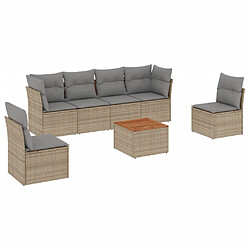 vidaXL Salon de jardin avec coussins 7pcs mélange beige résine tressée