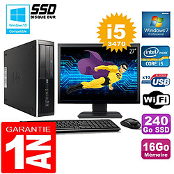 PC HP Compaq 8300 SFF Core I5-3470 Ram 16Go Disque 240 Go SSD Wifi W7 Ecran 27" - Occasion