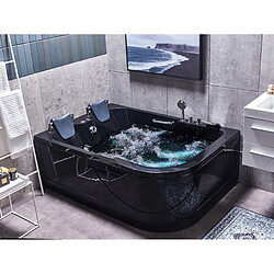 Beliani Baignoire d'angle droit noire 170 x 119 cm avec LED BAYAMO