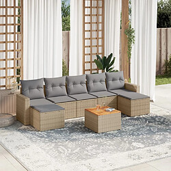 Maison Chic Salon de jardin avec coussins 8 pcs | Ensemble de Table et chaises | Mobilier d'Extérieur beige résine tressée -GKD72286