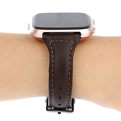 Wewoo Bracelet pour montre connectée Fitbit Versa razy Cheval Texture En Cuir Véritable Café pas cher