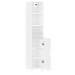 Avis vidaXL Buffet haut Blanc brillant 34,5x34x180 cm Bois d'ingénierie