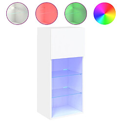 Maison Chic Meuble TV avec lumières LED, Banc TV pour salon, Meuble de rangement blanc 40,5x30x90 cm -GKD37097