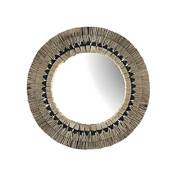 Vente-Unique Miroir rond en paille de mendong CHOKWE - D. 80 cm - Naturel