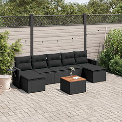 vidaXL Salon de jardin 8 pcs avec coussins noir résine tressée