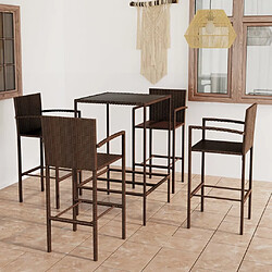 Maison Chic Table de bar et chaises d'extérieur 5 pcs,Ensemble de bar de jardin pour relax Résine tressée Marron -GKD527499