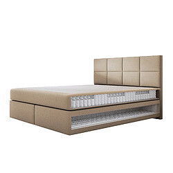 Acheter TRADA Lit adulte 200x200 cm Mallorca – lit suspendu avec matelas ressorts ensachés et matelas bonnell – tissu velours - beige