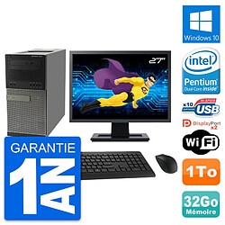 PC Tour Dell 9010 Ecran 27" Intel G630 RAM 32Go Disque Dur 1To Windows 10 Wifi · Occasion 