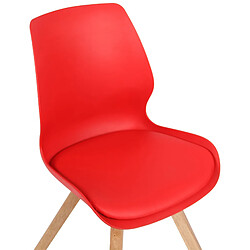 Acheter Decoshop26 Lot de 2 chaises de salle à manger en plastique rouge style scandinave pieds bois CDS101143