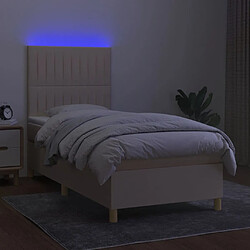 Avis vidaXL Sommier à lattes de lit et matelas et LED Crème 100x200cm Tissu