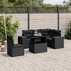 vidaXL Salon de jardin 6 pcs avec coussins noir résine tressée