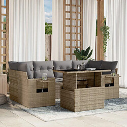 vidaXL Salon de jardin avec coussins 7 pcs beige résine tressée 