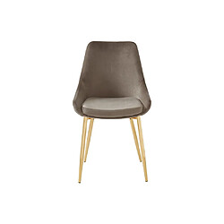 Avis Vente-Unique Lot de 2 chaises MASURIE - Velours et métal doré - Taupe