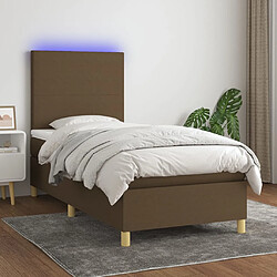 vidaXL Sommier à lattes de lit matelas et LED Marron foncé 100x200cm 