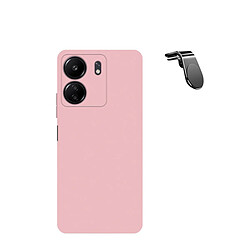 SUPPORT MAGNETIQUE K KIT KIT COFFÉRÉ VOYAGE + COUVERTURE DE SILICONE LIQUIDE Phonecare pour Xiaomi Redmi 13C - rose 