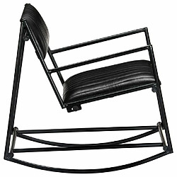 Acheter Maison Chic Chaise à bascule | Fauteuil Relax, design moderne Noir Cuir véritable -GKD92515