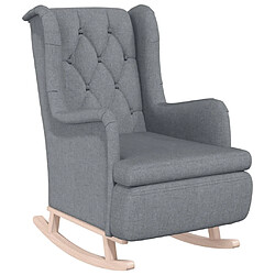 Avis vidaXL Fauteuil avec pieds à bascule et tabouret Gris clair Tissu